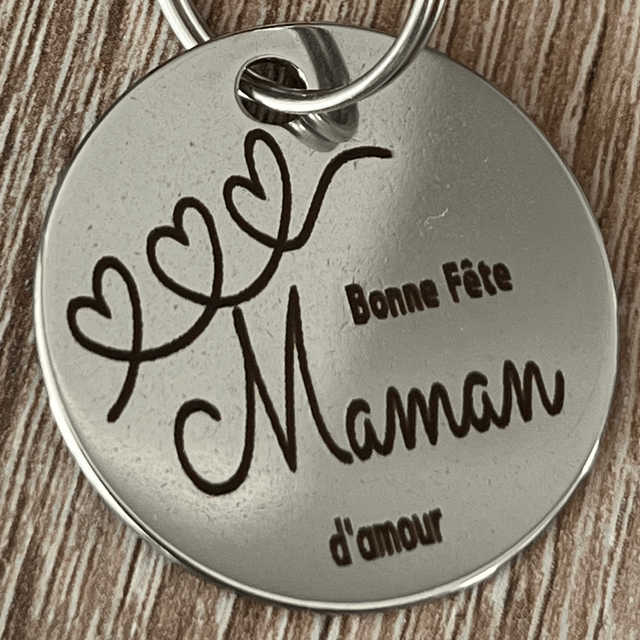 Porte clef en acier inoxydable gravé au laser