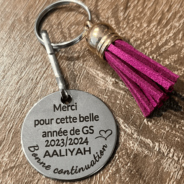 Porte clef en acier inoxydable gravé au laser